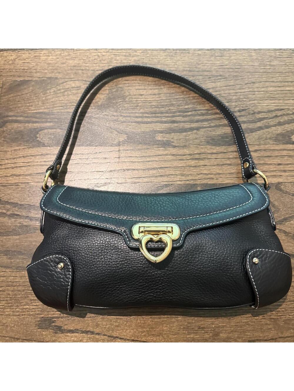Lovcat Paris Black Pebbled Leather Shoulder Bag